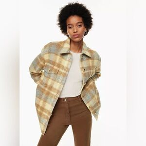 🆕 Aritzia Wilfred The Ganna Wool Plaid Button Jacket, Size S
